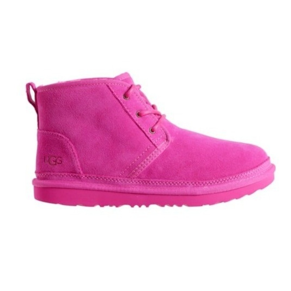 🆕 UGG Suede Neumel Lace Up Wool Lined Chukka Warm Boots Big Kid Sz 6 Neon Pink - Picture 6 of 12